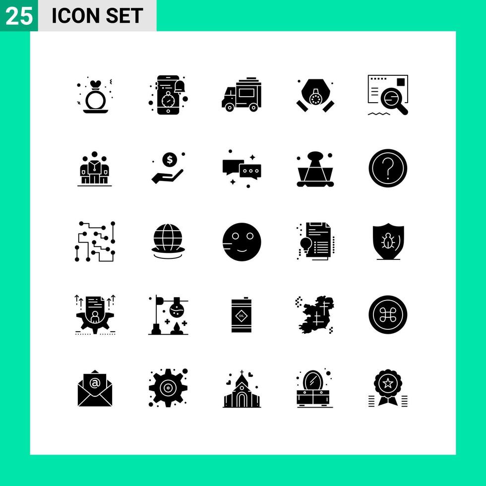 conjunto de 25 ícones de interface do usuário modernos símbolos sinais para máscara de resíduos relógio gás pessoas editáveis elementos de design vetorial vetor
