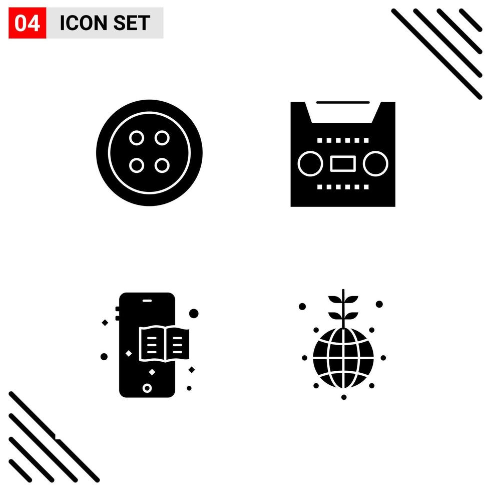 conjunto perfeito de 4 ícones sólidos de glifo conjunto de ícones para webite design e interface de aplicativos móveis criativo ícone preto fundo do vetor