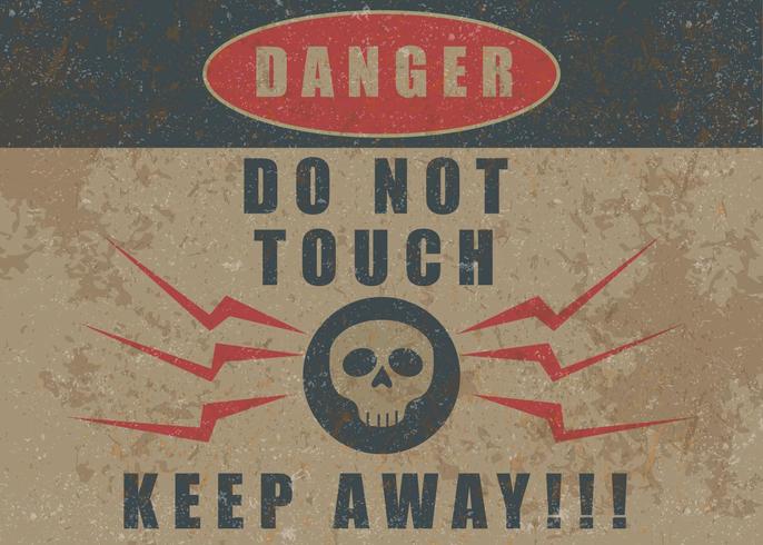 Não toque no cartaz retro de advertência vetor