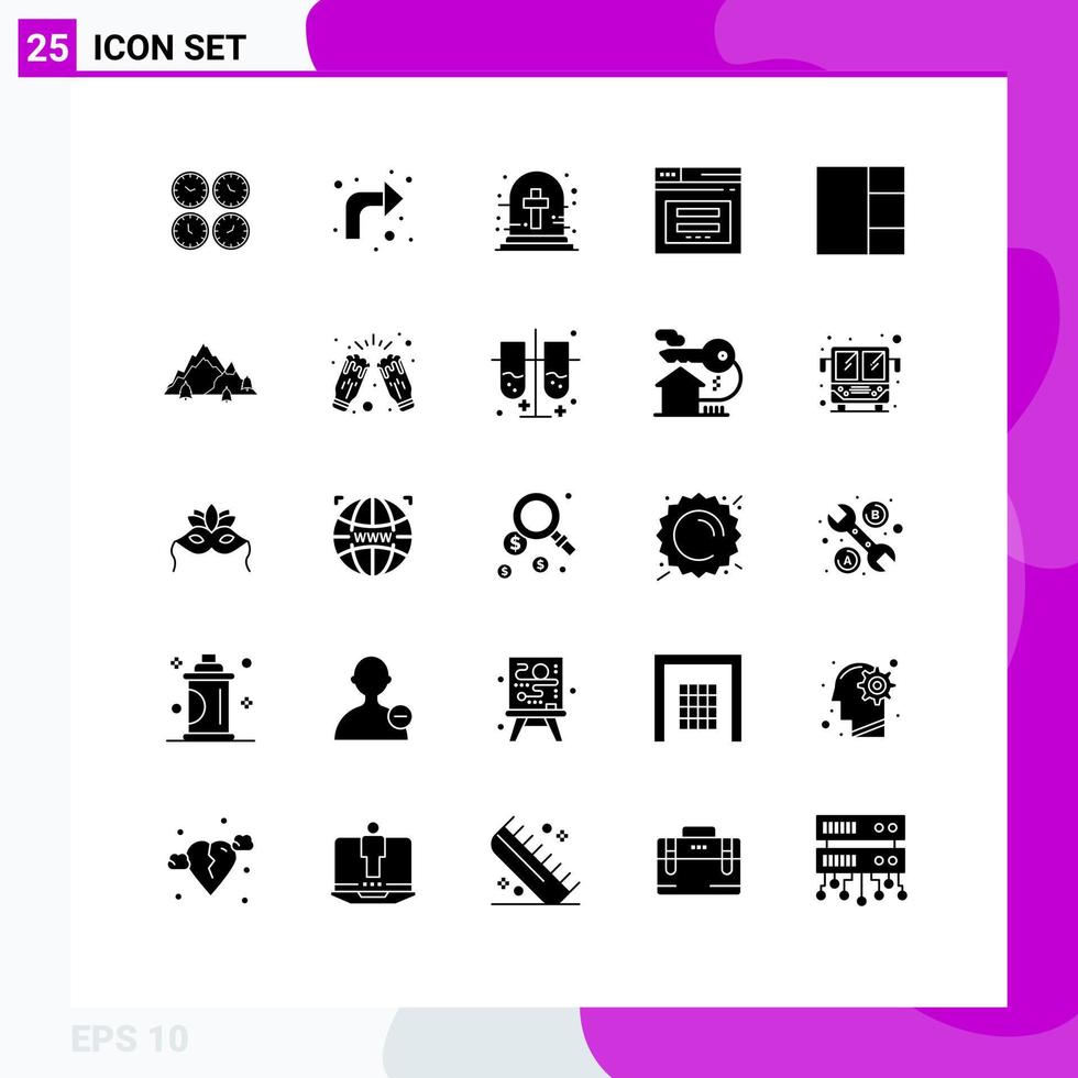 grupo de símbolos de ícone universal de 25 glifos sólidos modernos de página da web recarregar tumba elementos de design de vetores editáveis cruzados de halloween