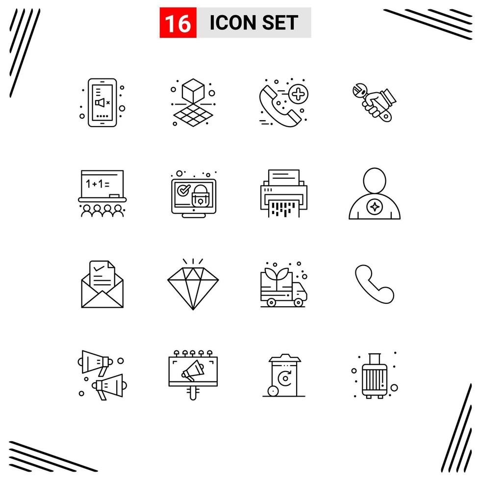 16 ícones criativos, sinais modernos e símbolos de elementos de design de vetores editáveis de reparo de emergência de arte de tabuleiro