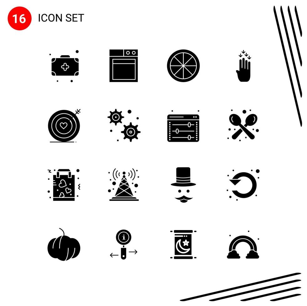 coleção de 16 ícones vetoriais em símbolos de glifos perfeitos de pixel de estilo sólido para web e sinais de ícones sólidos móveis em fundo branco 16 ícones de fundo criativo de ícones pretos vetor