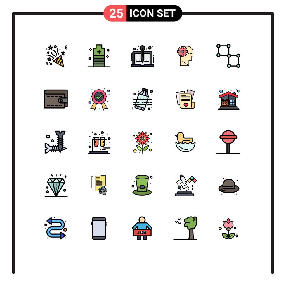 pacote de ícones vetoriais de estoque de 25 sinais e símbolos de linha para elementos de design de vetores editáveis de escritor de processo de conteúdo de aprendizagem vinculado