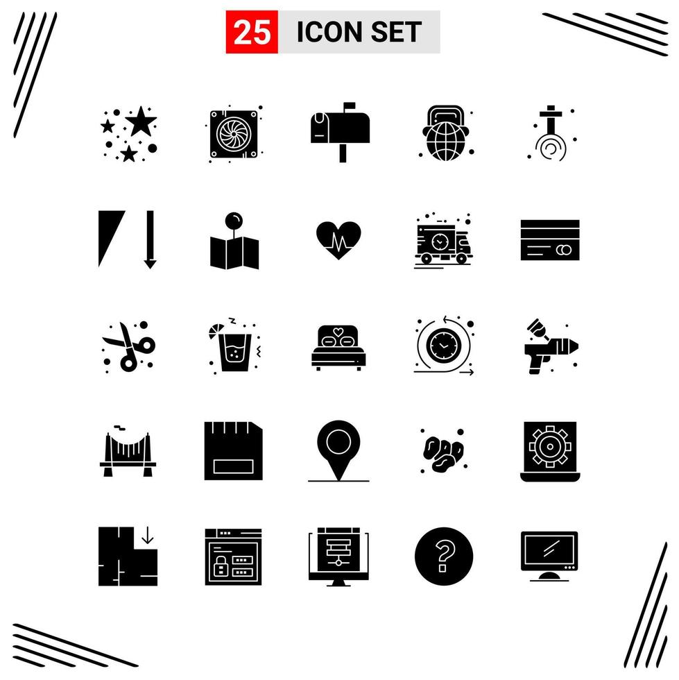 25 ícones de estilo sólido com base em grade de símbolos de glifos criativos para design de sites sinais de ícones sólidos simples isolados no fundo branco 25 ícones definidos fundo criativo do vetor de ícones pretos