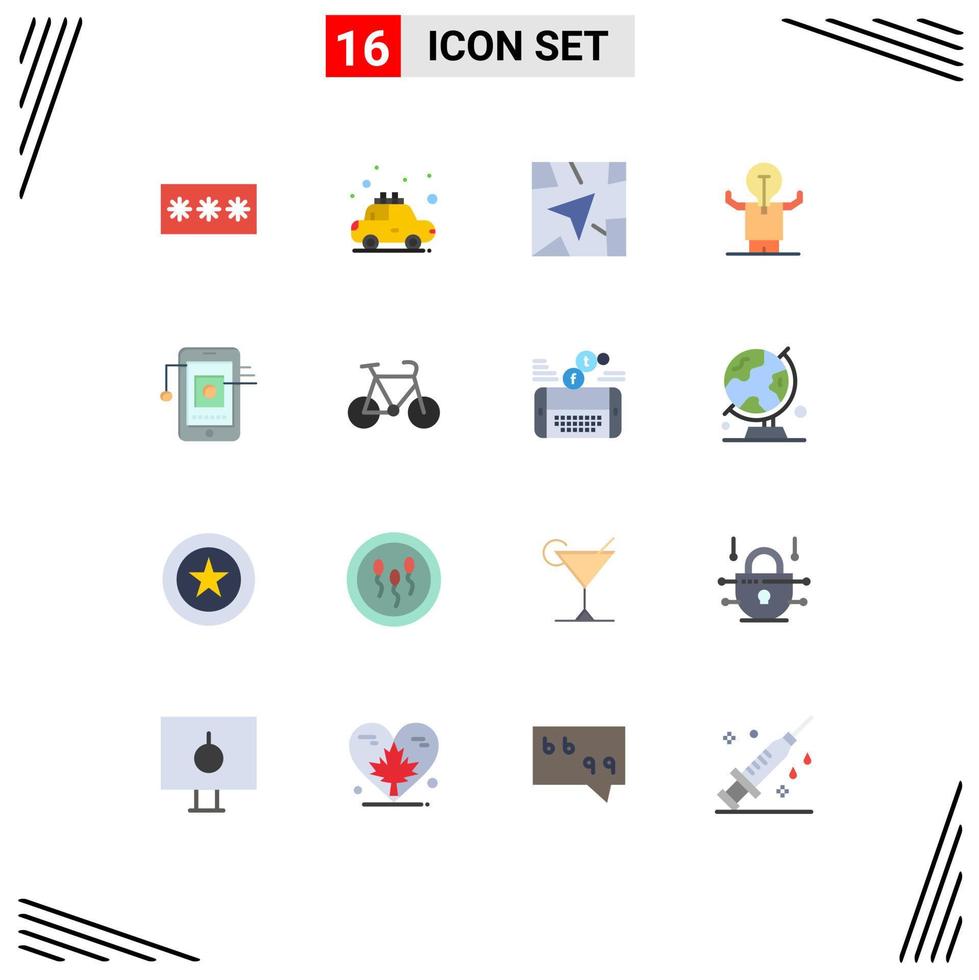 grupo de 16 sinais e símbolos de cores planas para pacote editável de negócios de aluguel de pessoa móvel de elementos de design de vetores criativos