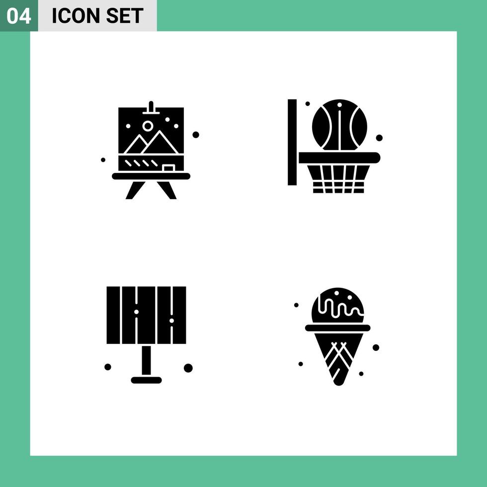 pacote de ícones vetoriais de estoque de 4 sinais e símbolos de linha para iluminação de placa, pintura esportiva, água, elementos de design vetorial editáveis vetor
