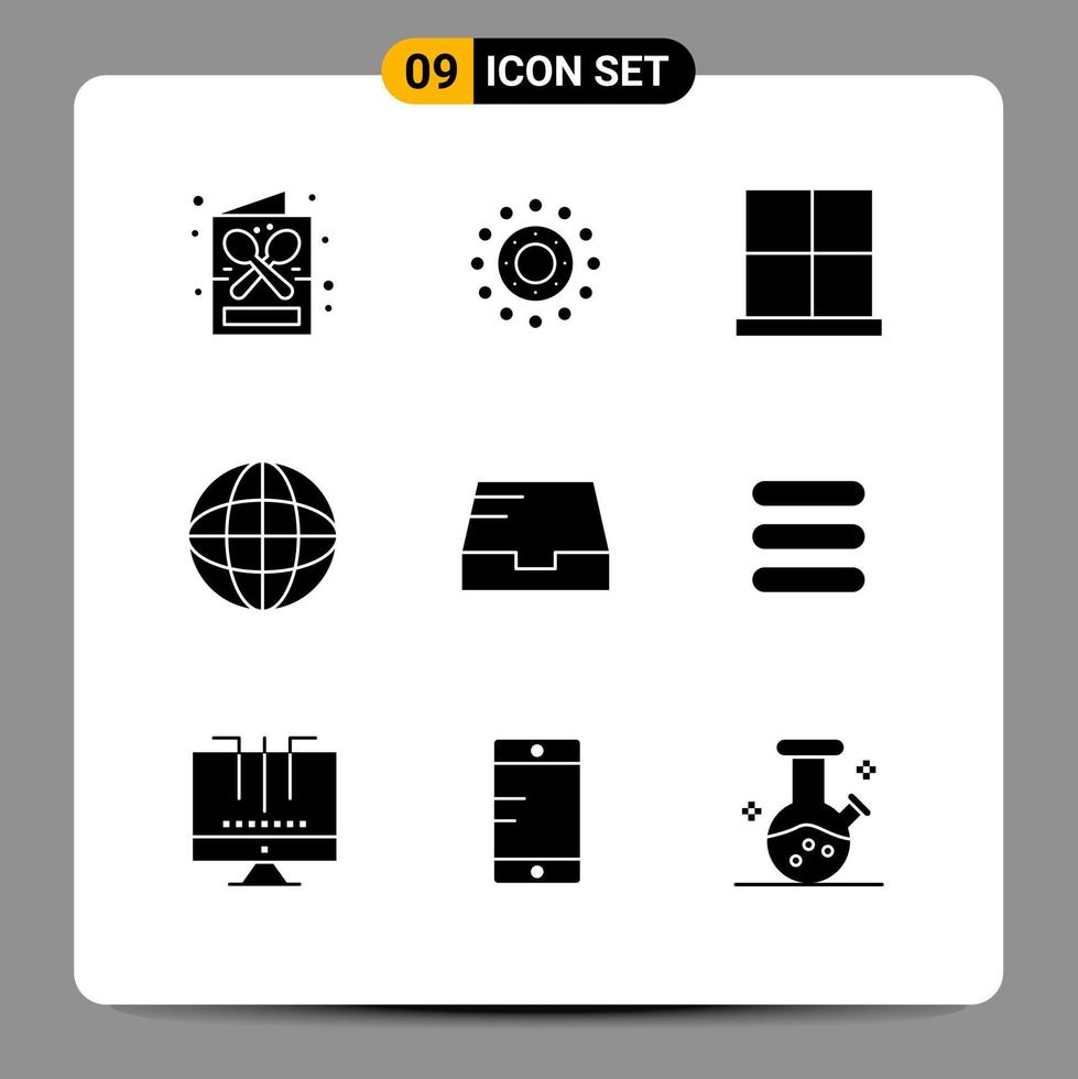 conjunto moderno de 9 glifos e símbolos sólidos, como elementos de design de vetores editáveis em casa de páscoa de mídia multimídia