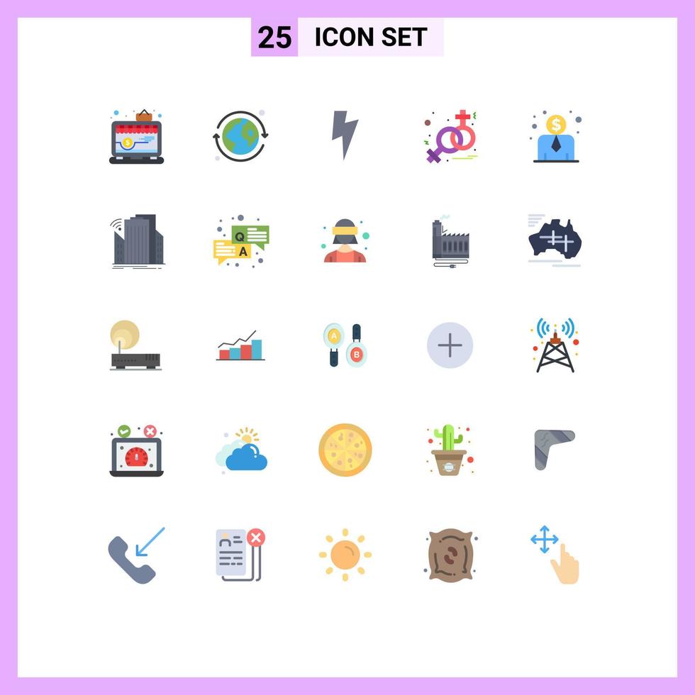 pacote de interface do usuário de 25 cores planas básicas de edifícios de sensores, salários de empregados de poder, elementos de design de vetores editáveis de Vênus