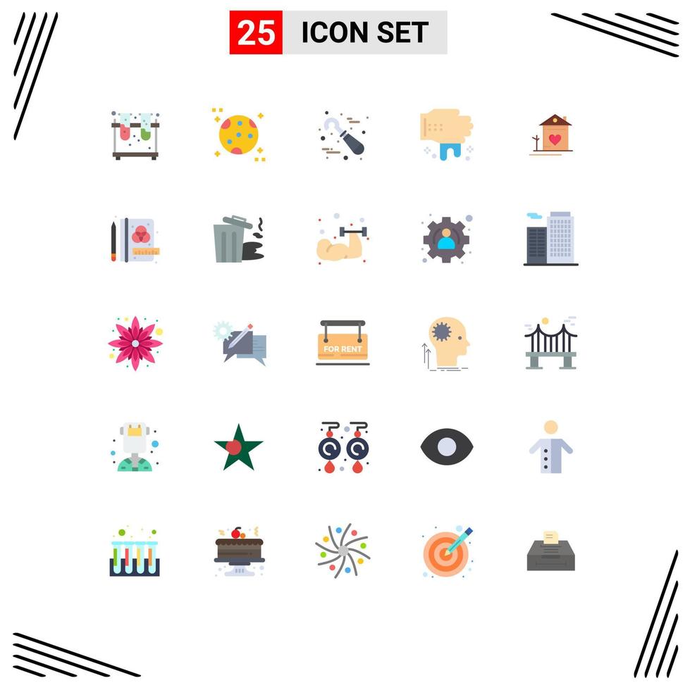grupo de símbolos de ícone universal de 25 cores planas modernas de casal casa dentista lavagem em casa elementos de design de vetores editáveis