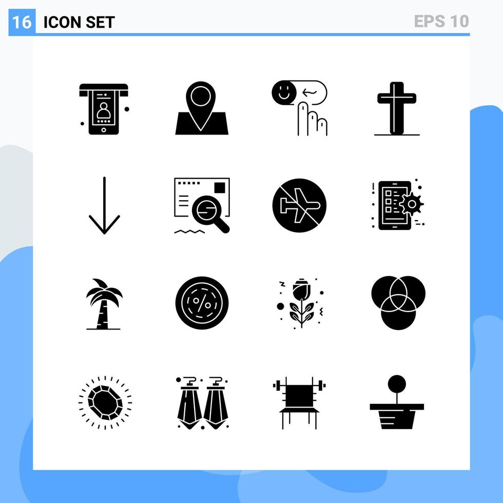 16 símbolos de glifo de ícones de estilo sólido modernos para uso geral sinal de ícone sólido criativo isolado no fundo branco 16 ícones embalam fundo de vetor de ícone preto criativo
