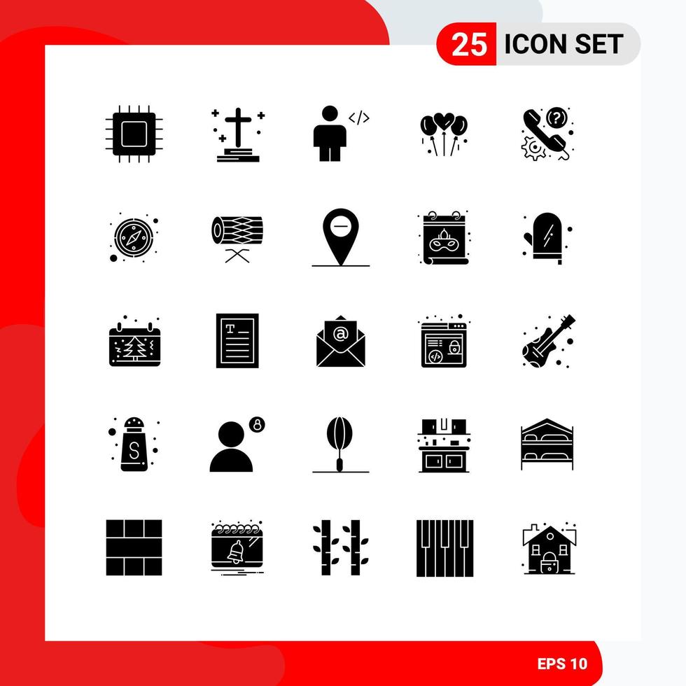 conjunto de 25 sinais de símbolos de ícones de interface do usuário modernos para elementos de design de vetores editáveis de código de marcação de túmulo de bloone de casamento