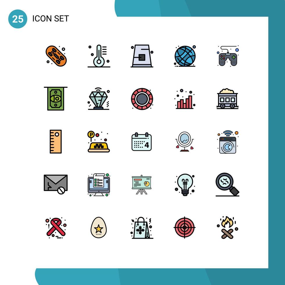 conjunto de 25 sinais de símbolos de ícones de interface do usuário modernos para almofada de controle on-line chapéu de educação de outono elementos de design de vetores editáveis
