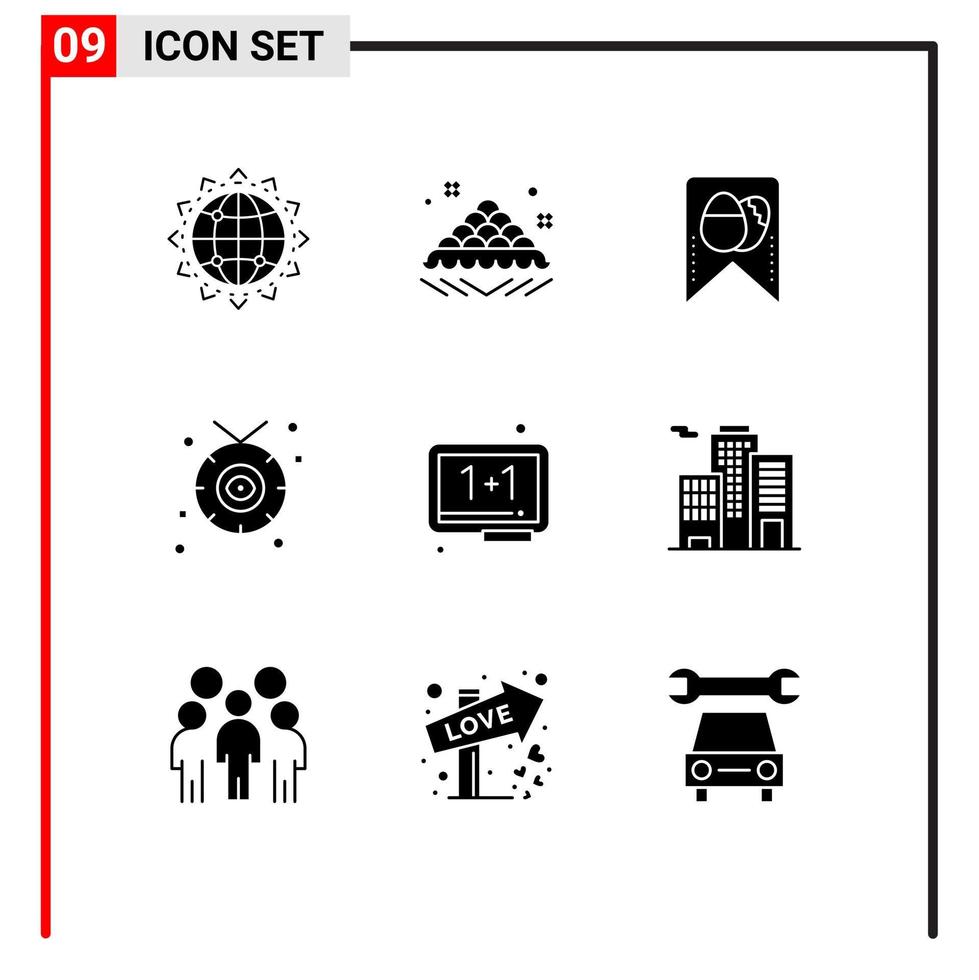 9 interface do usuário pacote de glifos sólidos de sinais e símbolos modernos de colar de placa culturas abertas elementos de design de vetores editáveis