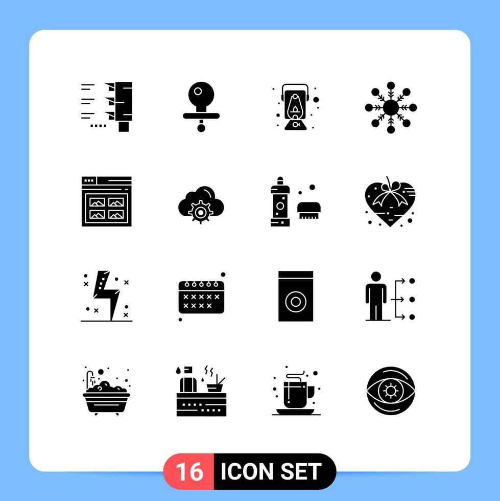 conjunto de 16 sinais de símbolos de ícones de interface do usuário modernos para elementos de design de vetores editáveis de página de óleo de imagem da web floco de neve