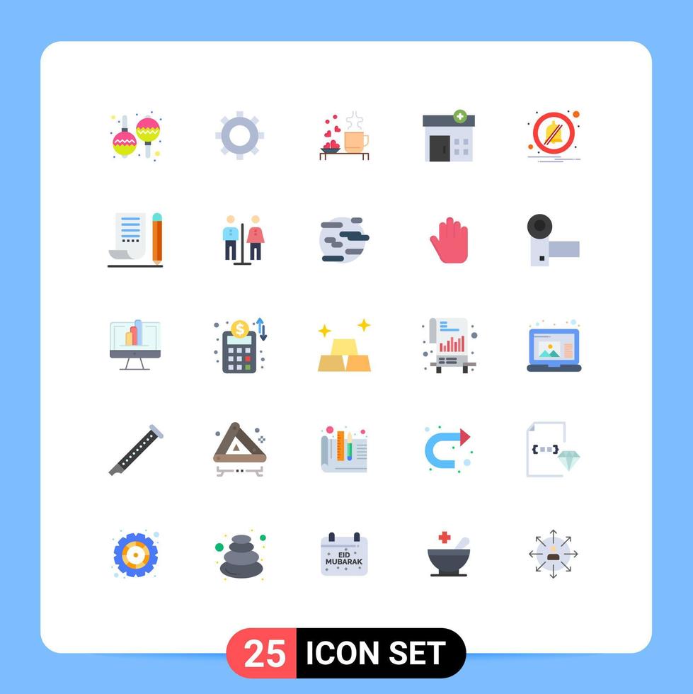 conjunto de 25 ícones de interface do usuário modernos, símbolos, sinais para desligar o alarme, corações, casa, elementos de design de vetores médicos editáveis