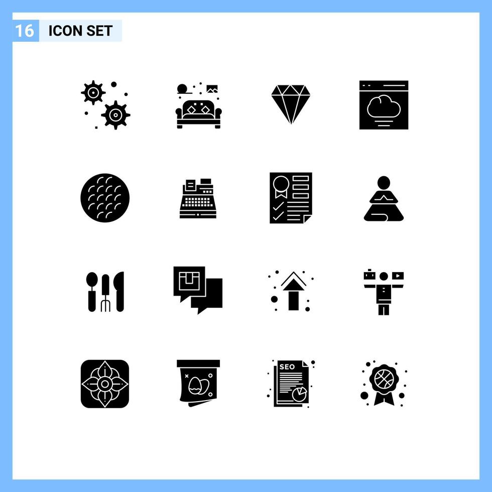 16 ícones criativos sinais e símbolos modernos de comunicação de usuário de joia de biscoito elementos de design de vetores editáveis