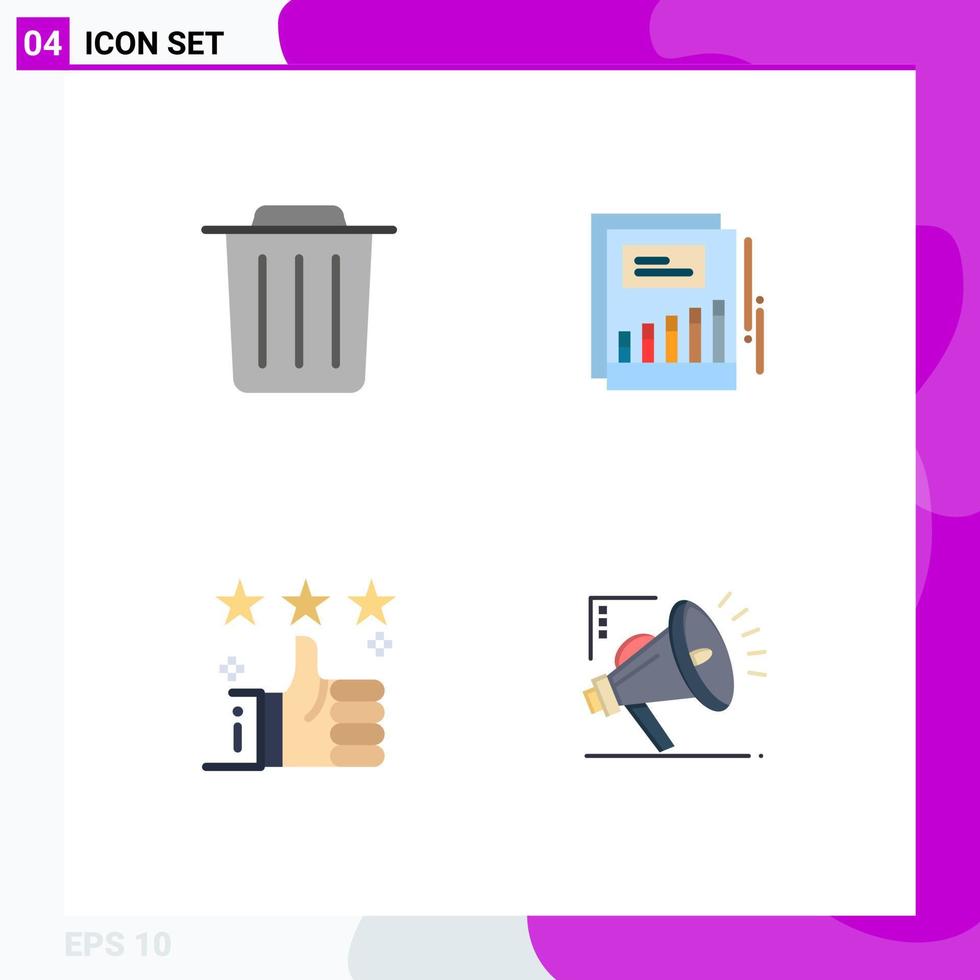 pacote de interface do usuário de 4 ícones planos básicos de excluir suporte crescimento renda até elementos editáveis de design vetorial vetor