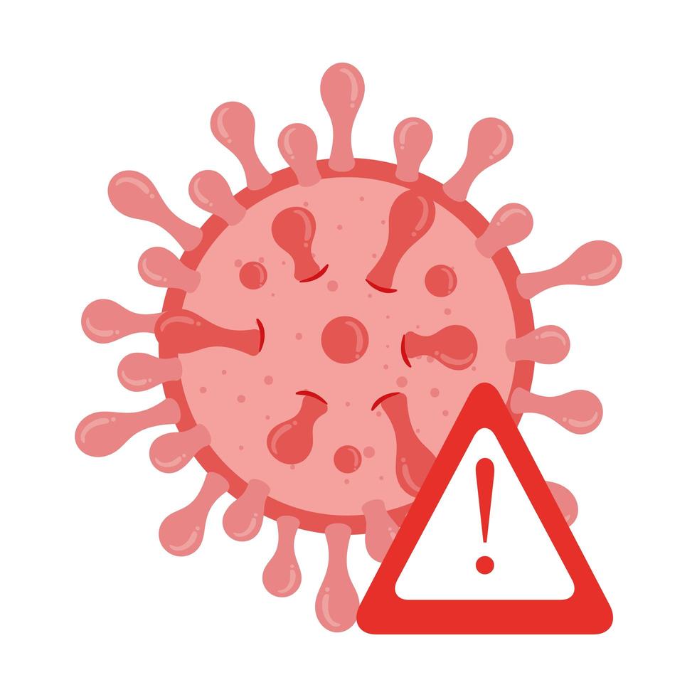 ícone de coronavírus com sinal de alerta vetor