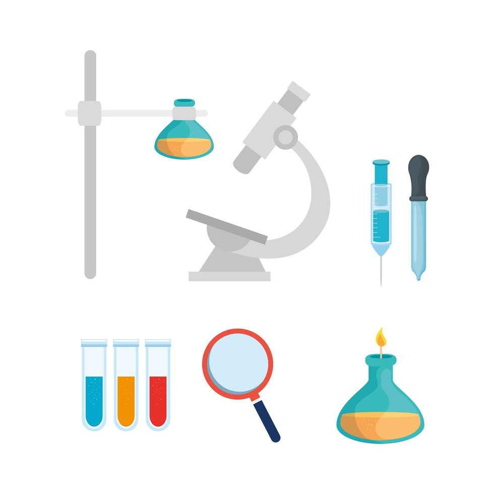 conjunto de ícones de equipamentos de laboratório vetor