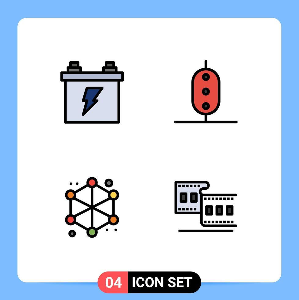pacote de ícones vetoriais de estoque de 4 sinais e símbolos de linha para dados acumuladores ervilhas de energia web elementos de design de vetores editáveis