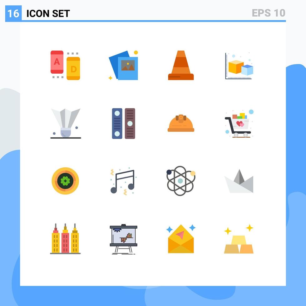 interface móvel conjunto de cores planas de 16 pictogramas de peteca badminton birdie construção badminton modelagem pacote editável de elementos de design de vetores criativos