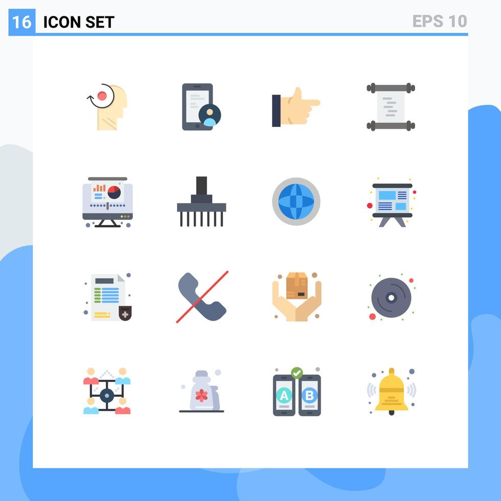 grupo de 16 sinais e símbolos de cores planas para combinar projetor como pacote editável de log de computador de elementos de design de vetores criativos