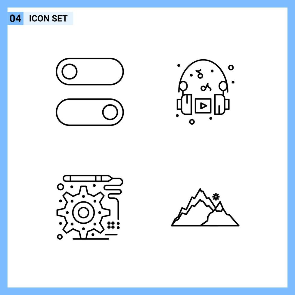 4 ícones estilo de linha de contorno criativo símbolos sinal de ícone de linha preta isolado em fundo branco criativo ícone preto fundo do vetor