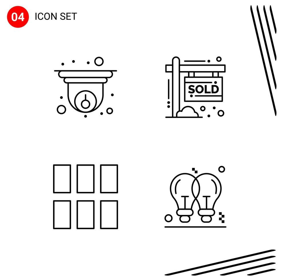 coleção de 4 ícones vetoriais em símbolos de contorno perfeitos de pixel de estilo de linha para web e sinais de ícone de linha móvel em fundo branco 4 ícones de fundo criativo de ícone preto vetor