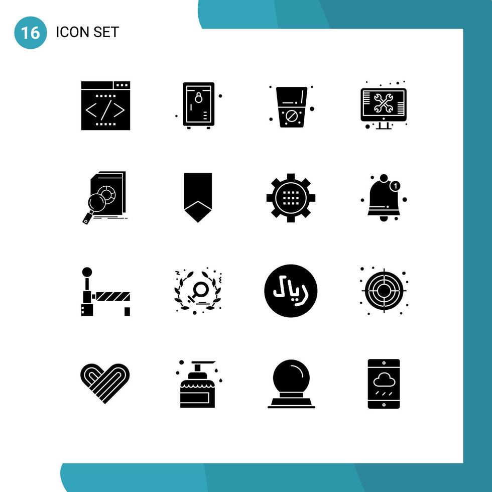pacote de ícones vetoriais de estoque de 16 sinais e símbolos de linha para ferramentas de dados, elementos de design de vetores editáveis de tela técnica de dieta