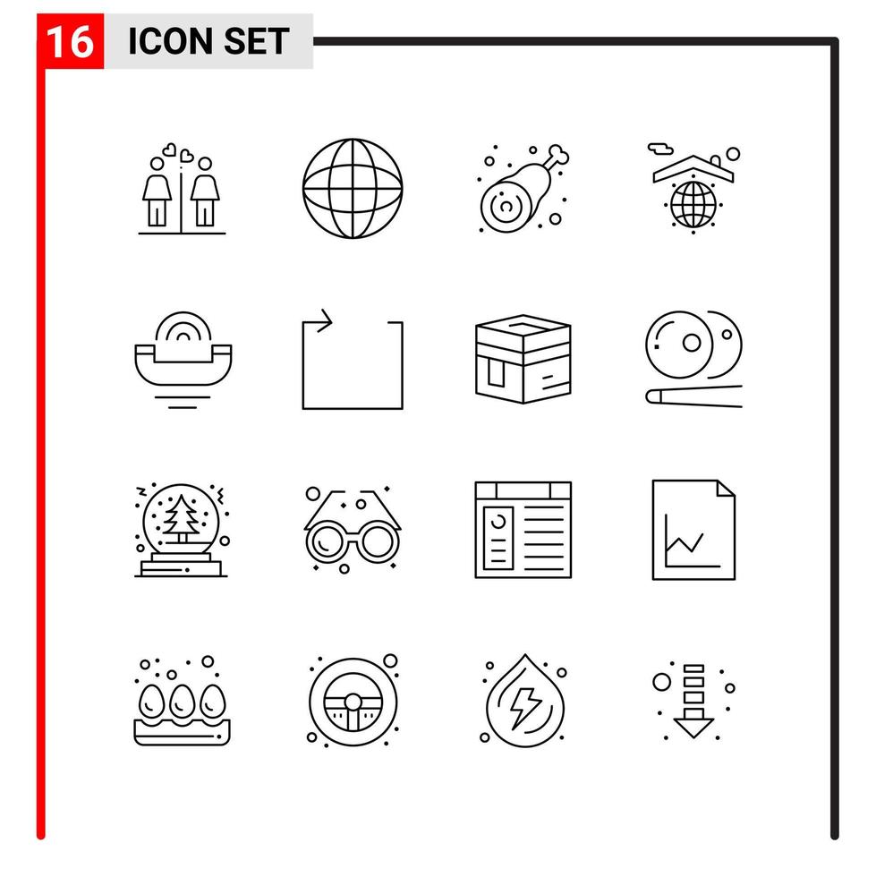 16 ícones gerais para impressão de design de sites e aplicativos móveis 16 sinais de símbolos de contorno isolados em fundo branco pacote de 16 ícones fundo de vetor de ícone preto criativo