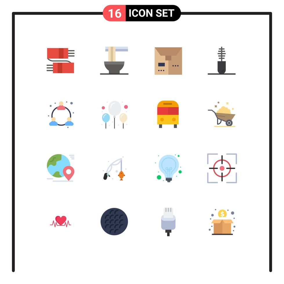 pacote de 16 sinais e símbolos modernos de cores planas para mídia impressa na web, como rede de comércio na web, rímel, roupas, pacote editável de elementos de design de vetores criativos