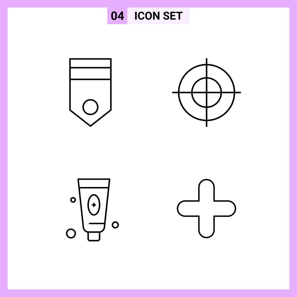4 ícones em símbolos de contorno de estilo de linha em sinais de vetor criativo de fundo branco para web mobile e imprimir fundo de vetor de ícone preto criativo