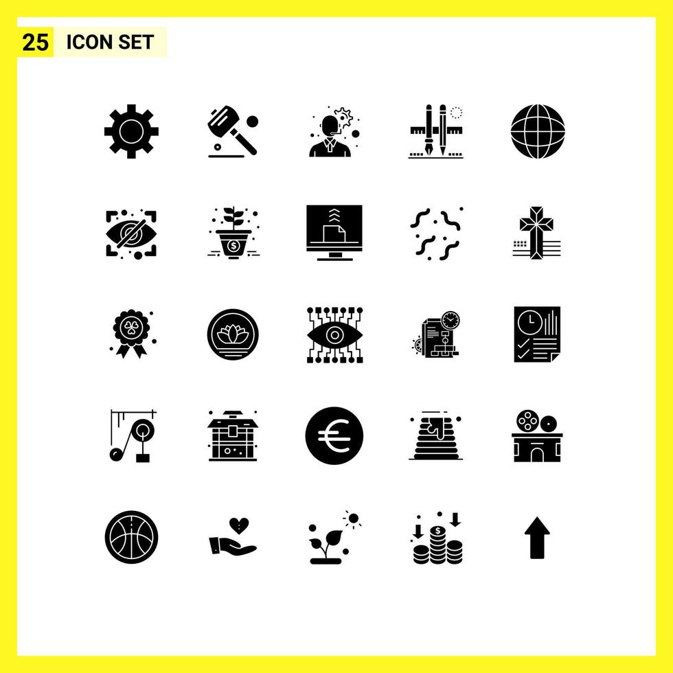 pacote de ícones vetoriais de estoque de 25 sinais e símbolos de linha para blocos de gerenciamento de geografia educação escala elementos de design de vetores editáveis