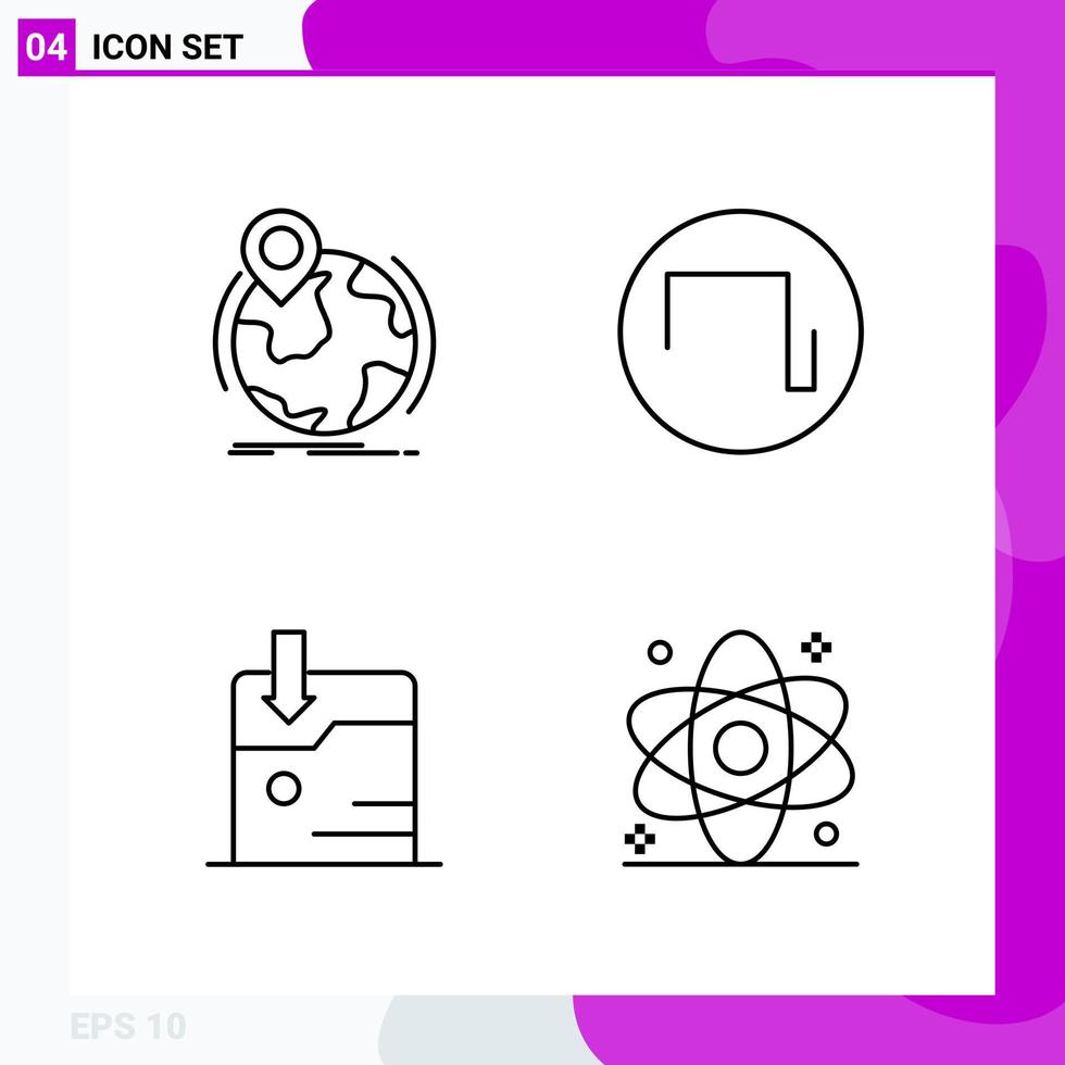 pacote de conjunto de ícones de linha de 4 ícones de contorno isolados no fundo branco para impressão na web e fundo de vetor de ícone preto criativo móvel