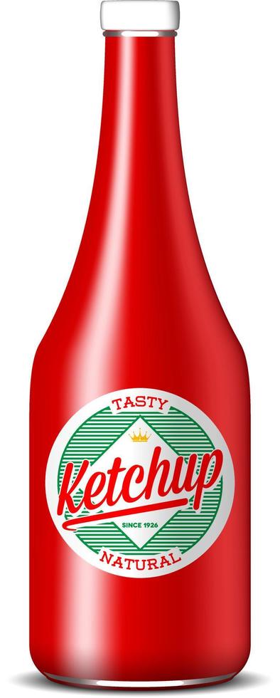 garrafa de ketchup. molho de tomate vermelho tradicional. vetor
