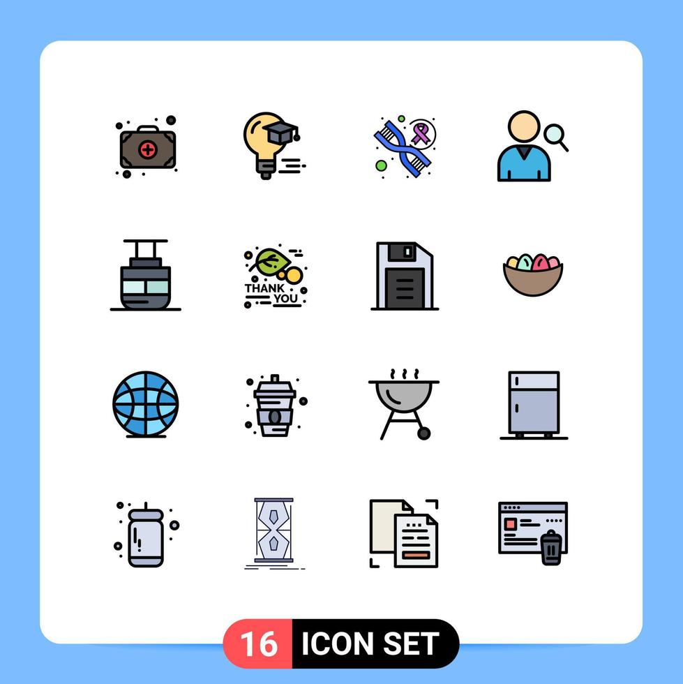 16 interface do usuário pacote de linhas preenchidas com cores planas de sinais e símbolos modernos do dia de agradecimento genética de transporte transporte elementos de design de vetores criativos editáveis pelo usuário