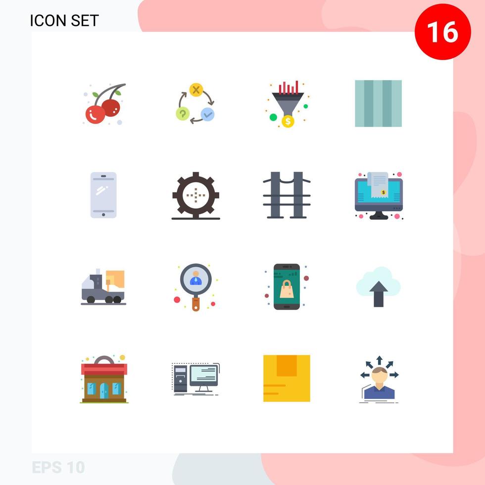 conjunto moderno de 16 cores planas e símbolos, como layout de realização de telefone móvel seo pacote editável de elementos de design de vetores criativos