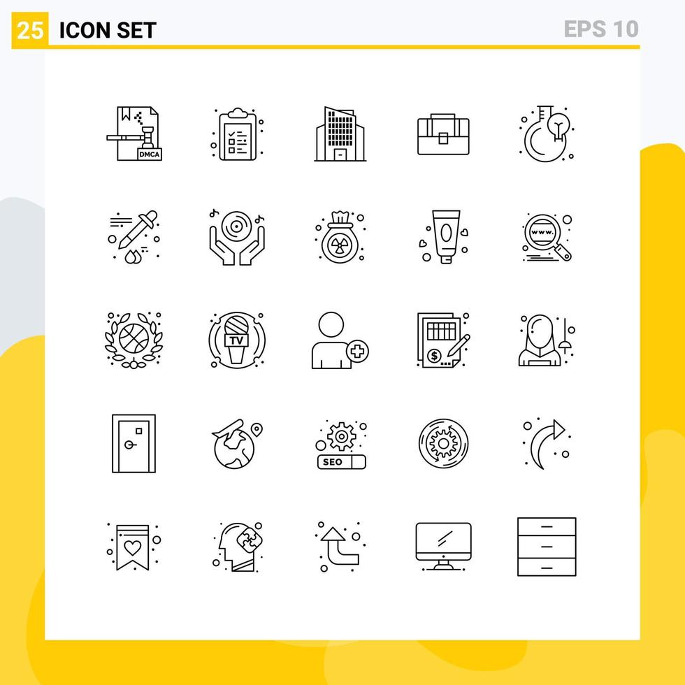 pacote de interface do usuário de 25 linhas básicas de bolsa de mão de balão, lista de malas, elementos de design de vetores editáveis