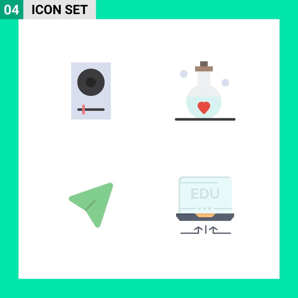 pacote de linha vetorial editável de 4 ícones planos simples de pinos de casamento de eletrônica de dia dos namorados de console elementos de design de vetores editáveis