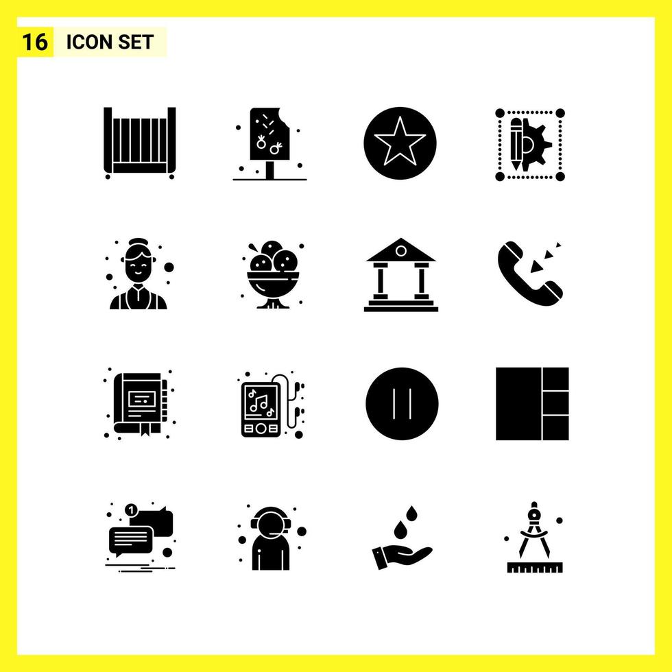 16 conjunto de ícones simples símbolos sólidos sinal de glifo em fundo branco para aplicativos móveis de design de site e mídia impressa vetor