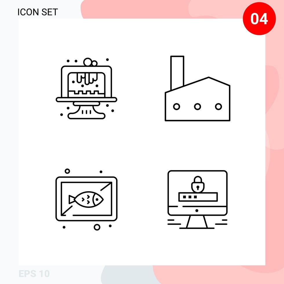 pacote vetorial de 4 ícones em pacote de contorno criativo de estilo de linha isolado em fundo branco para web e dispositivos móveis vetor