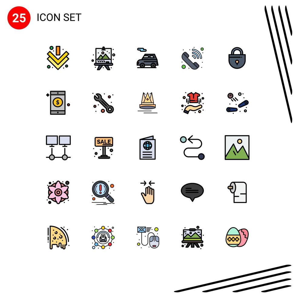 25 ícones criativos sinais modernos e símbolos de telefone de carro de internet bloqueado tocando elementos de design de vetores editáveis de chamada recebida