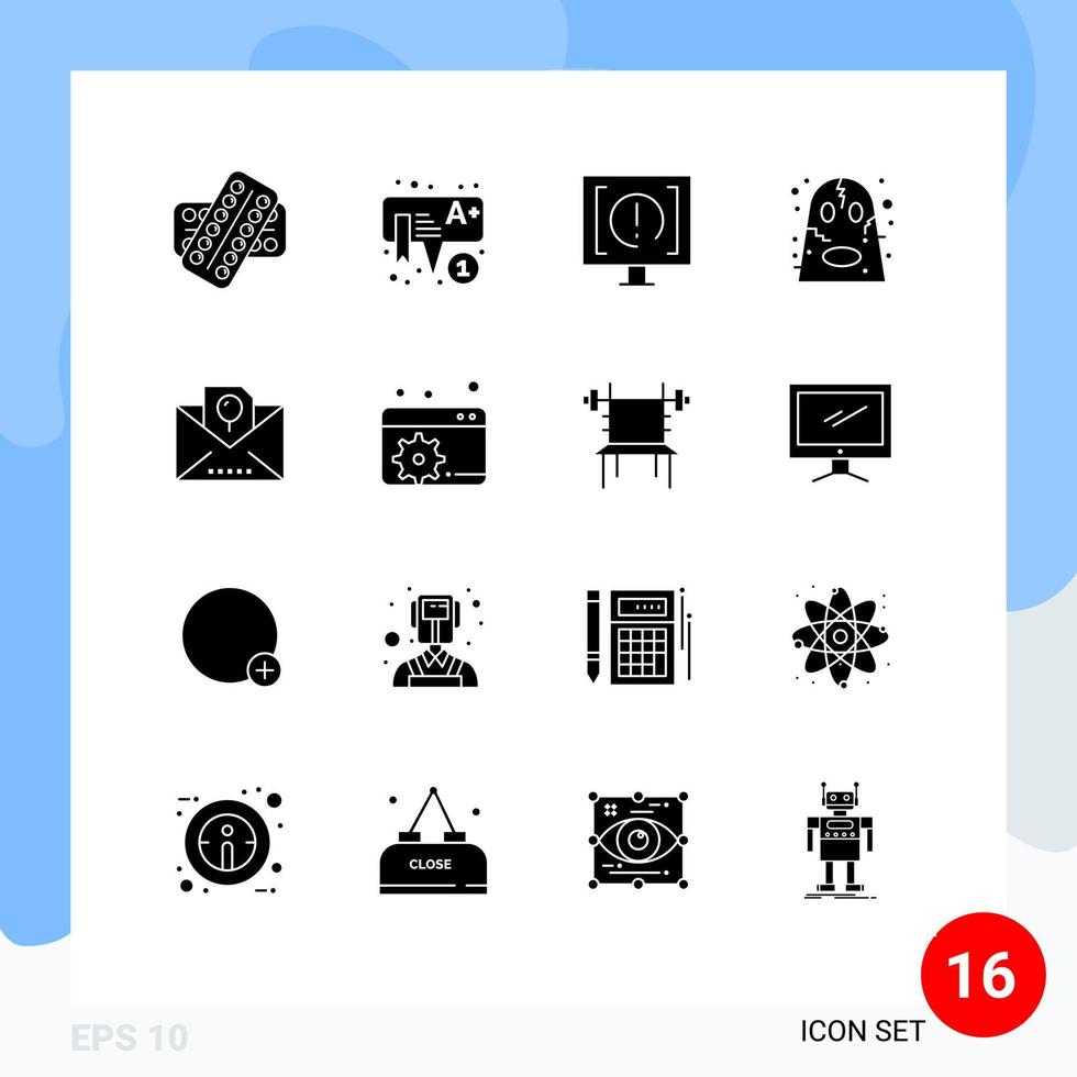 16 ícones criativos sinais e símbolos modernos de elementos de design de vetores editáveis de serviço zangado fantasma assustador pré-escolar