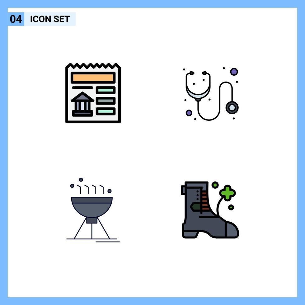 4 ícones criativos sinais e símbolos modernos de elementos de design de vetores editáveis de grade de remédios de banco de acampamento básico