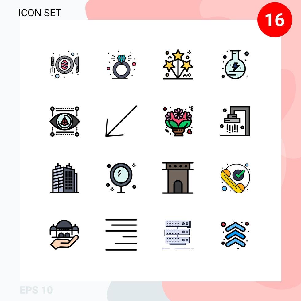 16 interface de usuário pacote de linha cheia de cores planas de sinais e símbolos modernos de elementos de design de vetores criativos editáveis de energia de balão de luz de modelo