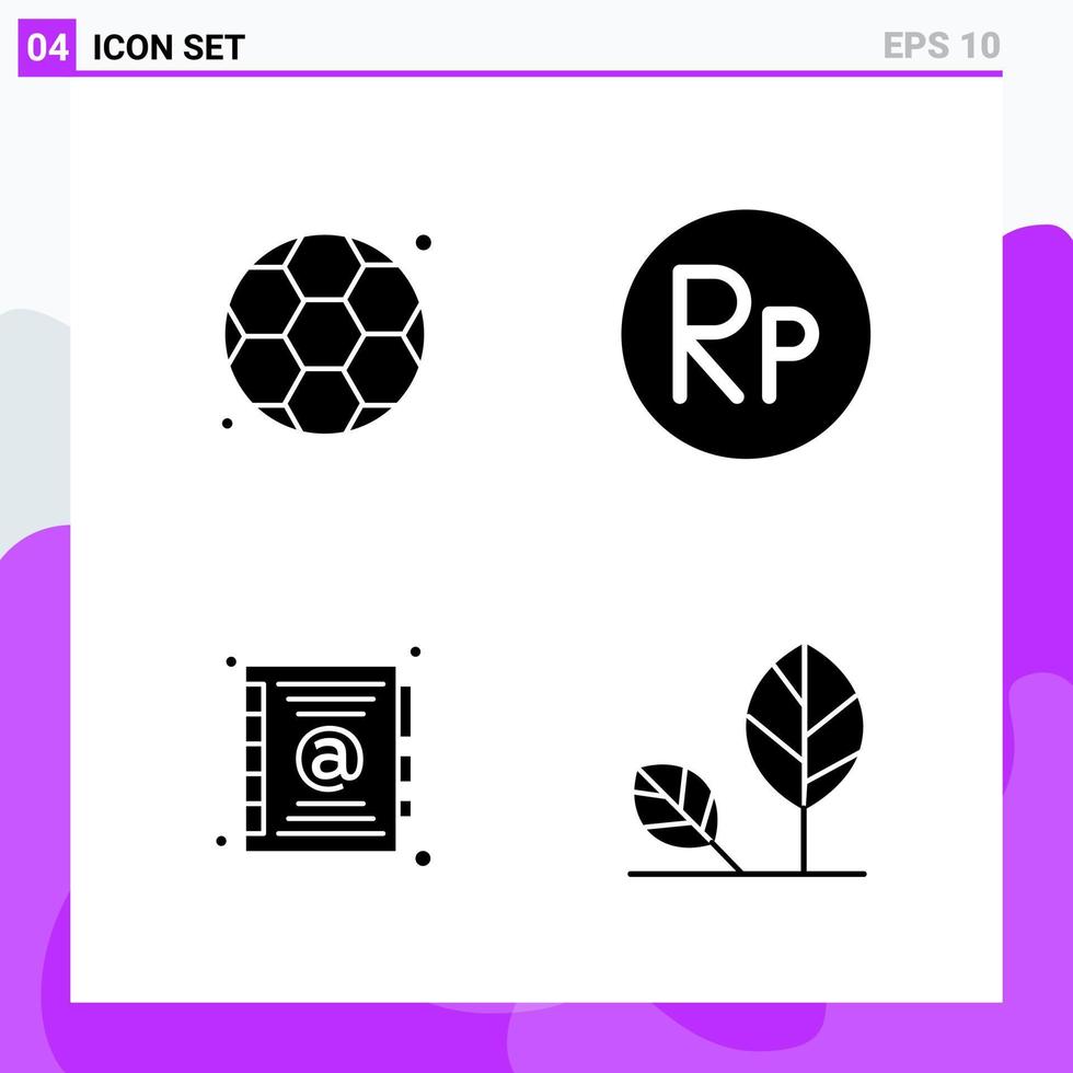 conjunto de 4 ícones em símbolos de glifos criativos de estilo sólido para design de sites e aplicativos móveis sinal de ícone sólido simples isolado em fundo branco 4 ícones vetor