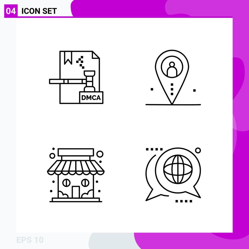 pacote de conjunto de ícones de linha com 4 ícones de contorno isolados em fundo branco para impressão na web e dispositivos móveis vetor