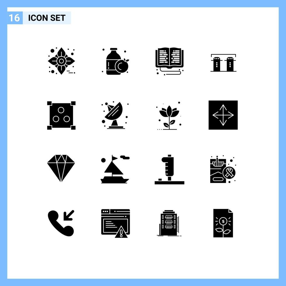 16 conceito de glifo sólido para sites móveis e design de aplicativos, biblioteca de especiarias, garrafa, sal, elementos de design vetorial editáveis vetor