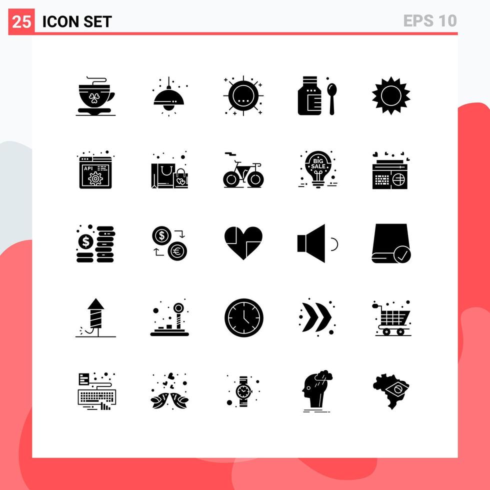 conjunto de 25 sinais de símbolos de ícones de interface do usuário modernos para elementos de design de vetores editáveis de calor médico de flores