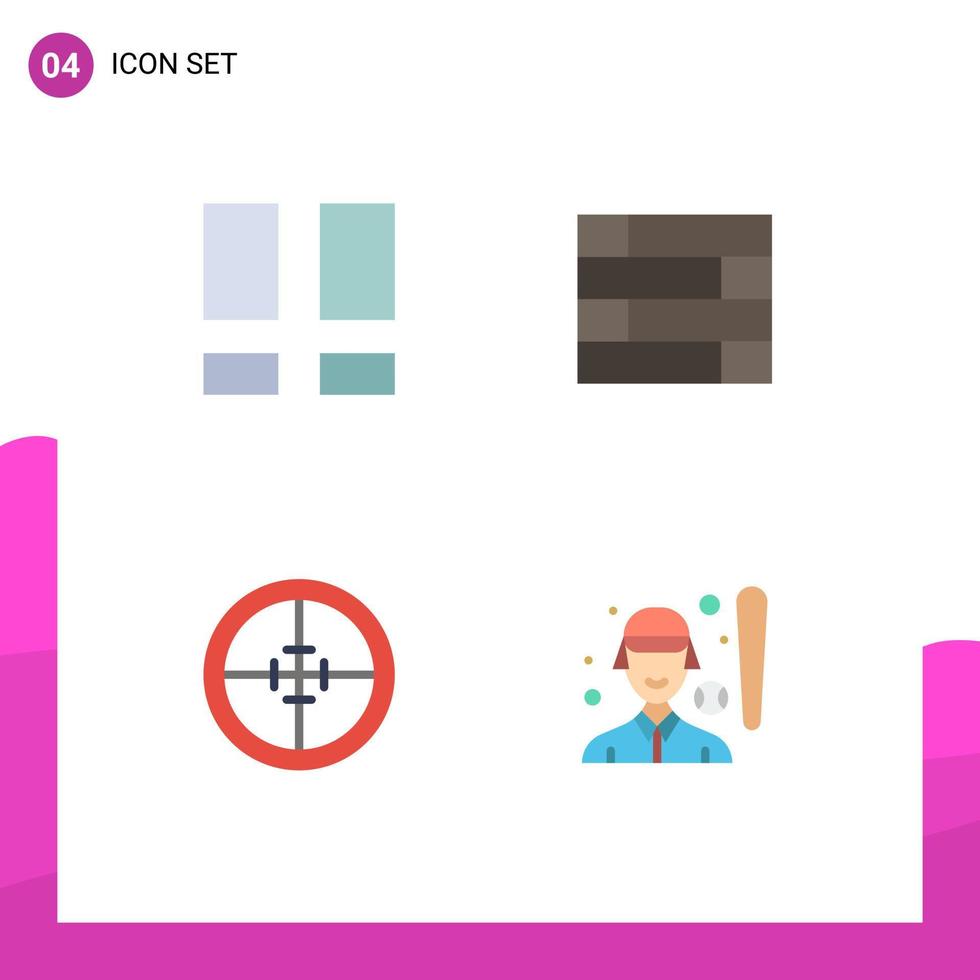 grupo de 4 sinais e símbolos de ícones planos para colagem de elementos de design de vetores editáveis de alvo de parede de fotos militares